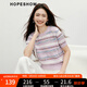 紅袖花紗甜美針織衫2025夏季新款女裝鏤空?qǐng)A領(lǐng)短袖甜美氣質(zhì)百搭上衣 紫條729 M