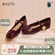 百思圖【喬欣同款】莫奈花園法式瑪麗珍M3173AQ5紅色 37