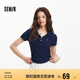 森馬（Semir）polo衫女短款收腰翻領(lǐng)襯衫25夏刺繡涼感緊身T恤辣妹109325115005