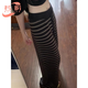 若盼2025秋冬韓系撞色條紋休閑褲女小個(gè)子高腰顯瘦寬松顯瘦拖地直筒褲 條紋褲 M 90-105斤