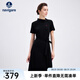 Navigare意大利小帆船女士連衣裙25夏季休閑百搭裙子不對稱翻領(lǐng)通勤中長裙 暗夜黑 L