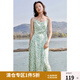 獨(dú)束獨(dú)束大碼女裝【半夏花影】吊帶碎花連衣裙2025夏印花中長(zhǎng)款裙 半夏綠 L （尺碼：2）
