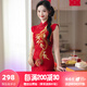 泰勒馬丁紅色旗袍敬酒服新娘2025新款新中式訂婚禮服連衣裙魚(yú)尾小個(gè)子可穿 QP04 S