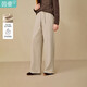 茵曼休閑慵懶抽繩毛巾布闊腿褲2025冬女裝新款保暖糯米褲 燕麥色 M
