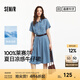 森馬（Semir）森柔牛仔|牛仔連衣裙女收腰翻領(lǐng)港風2025夏季新款涼感中長裙 牛仔藍灰88401 M 160/84A