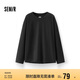 森馬（Semir）[商場(chǎng)同款]長(zhǎng)袖T恤女基礎(chǔ)款圓領(lǐng)2025春oversize純棉101125101008