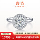 喜鉆摩天輪鉆戒女鉑金群鑲克拉效果鉆石戒指求婚結婚戒指生日禮物 鉑金共87分FG色（50+37）
