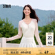 森馬（Semir）【云柔親膚】長袖t恤女短款V領(lǐng)修身上衣24年新款插肩袖休閑薄外套 粉色調(diào)01315 M