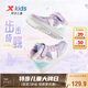 特步（XTEP）兒童童鞋女童小童革面街潮搭帶高幫板鞋 帆白/粉紫/嬰兒藍(lán) 31碼