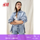 H&M女裝牛仔褲秋季通勤休閑時尚高腰毛邊慵懶時髦辣妹短褲1220489 淺牛仔藍(lán) 170/84