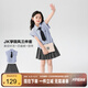 左西女童夏裝套裝2025新款兒童學(xué)院風(fēng)女孩夏季襯衫百褶裙潮 藍色 140