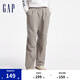 Gap男裝純色松緊壓褶工裝長褲寬松街潮休閑褲619684 灰色 M (170/80A) 亞洲尺碼