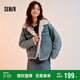 森馬（Semir）牛仔外套女拼接仿兔毛翻領(lǐng)寬松港風(fēng)冬季落肩夾棉夾克103724108001