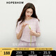 紅袖2025春季新款女裝 鏤空網(wǎng)眼H型花瓣式圓領(lǐng)套頭短袖針織衫 香芋紫502 M