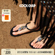 COOLCHAP25新款涼鞋女軟底海邊歐式旅游沙灘涼鞋夾趾平跟時(shí)裝羅馬度假鞋 秘境黑（新版） 正碼正拍 38