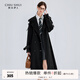 秋水伊人英倫復(fù)古黑色長(zhǎng)款風(fēng)衣春秋新款女氣質(zhì)通勤寬松外套 黑色  XL