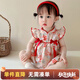 優(yōu)奇嬰兒衣服女寶寶夏季薄款無袖包屁衣嬰兒滿月服女童紅色喜慶周歲服