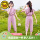 G.DUCKKIDS小黃鴨童裝女童套裝夏季兒童衣服小飛袖短袖兩件套大童女孩運(yùn)動(dòng)裝 灰紫色 140 尺碼9~10歲【130-140cm】