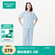 全棉時代【趙麗穎同款】女士睡衣空氣褶皺紗家居服套裝 純凈藍(lán) L(165)