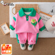 奧特曼童裝女童套裝秋冬季加絨2025新款兒童衣服洋氣女寶寶潮酷冬裝兩件 綠色 80 建議75-85cm9-12月