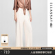 歌力思（ELLASSAY）【安心品質(zhì)】2025春夏新款簡(jiǎn)約多色捏褶顯瘦直筒闊腿休閑褲女 香檳杏 XS