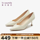萊爾斯丹優(yōu)雅通勤純色淺口細(xì)高跟鞋女單鞋5M71012 米白CRK36