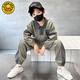 G.DUCKKIDS男童秋裝衛(wèi)衣套裝潮牌2025新款兒童拼接加絨運(yùn)動(dòng)服春秋冬季男孩潮 綠色 春秋 170 cm