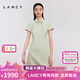 朗姿/LANCY春新款新中式改良旗袍短袖提花收腰短款連衣裙女 薄霧草地色 XL