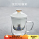 容山堂玻璃茶水分離泡茶杯故宮水杯綠茶辦公會議保溫陶瓷內(nèi)膽茶具 玻璃泡茶杯-海水江崖善緣款