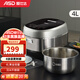 愛(ài)仕達（ASD）電飯煲家用大容量4L-5L大容量全家3-8人食用304不銹鋼0涂層內膽智能觸控多功能電飯鍋 銀灰色 4L （底盤(pán)加熱）