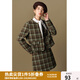 獨(dú)束大碼女裝格紋毛呢套裝2024冬季新品時(shí)髦復(fù)古通勤千金外套半裙 綠咖格半身裙 XL (尺碼：3) (尺碼：3)