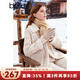 百圖betu女裝秋冬新款短外套新中式拼接毛領(lǐng)格紋大衣外套2310T63 杏色 M