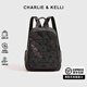 CHARLIE&KELLI CK品牌包包女雙肩包幾何圖案校園背包新學(xué)期開(kāi)學(xué)校園書(shū)包學(xué)生 夜光黑