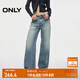 ONLY秋季復古做舊鉚釘裝飾闊腿褲牛仔褲女|124332047 J33 復古350牛仔洗水 XS (155) 60A