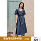 獨束大碼女裝復古收腰牛仔連衣裙2025夏季新品通勤時尚百搭長裙子 牛仔藍 L （尺碼：2）