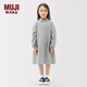 無印良品（MUJI）大童雙層紗織襯衫領(lǐng)長(zhǎng)袖連衣裙女童童裝裙子25年秋季純棉 深灰色條紋 150 /68A