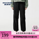 斯凱奇（Skechers）七夕禮物閃穿褲子女秋季傘兵褲闊腿褲吸濕速干運動(dòng)褲降落傘褲 碳黑/0018 M
