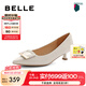 百麗（Belle）方扣高跟鞋女商場(chǎng)同款羊皮細(xì)跟單鞋Z2N2DCQ3 米白 36 (230mm)