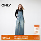 ONLY秋季萊賽爾復古高腰闊腿褲背帶褲牛仔褲女|12437M003 J33 350水洗牛仔藍 M 165/68A