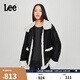 Lee舒適版仿羊羔毛飾邊黑色女士棉服外套休閑潮流