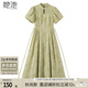 她池新中式連衣裙2025夏裝新女裝國風(fēng)立領(lǐng)盤扣泡泡袖中長裙
