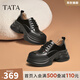 他她（TATA）英倫厚底小皮鞋女鞋學(xué)院運動(dòng)深口單鞋2025春新款CCJ03AM5 黑色 37