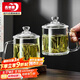 青蘋果泡茶杯帶蓋 無鉛玻璃把手水杯玻璃杯商務(wù)會議家用350ML兩只裝