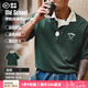 馬登工裝撞色polo領(lǐng)短袖美式復(fù)古刺繡打底衫學(xué)院風(fēng)翻領(lǐng)重磅t恤男夏 深綠色 版型寬松 L