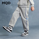 馬騎頓（MQD）男童秋新款女童街潮學(xué)院風(fēng)寬松束腳褲跑步運動(dòng)針織衛褲 淺麻灰 150
