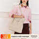簡·佰格（JONBAG）柔霧生巧針扣托特包單肩包2025新送女友禮物高級感通勤大容量女包 磨砂杏仁 女包