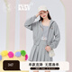 紫涵（ZIHAN）【奶噗噗IP聯(lián)名】紫涵短款吊帶連帽外套百褶裙套裝女秋季 灰色 S