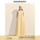 MAXRIENY【商場同款】圓領(lǐng)復(fù)古宮廷繡花吊帶連衣裙25夏款a字長裙 拿坡里黃 L