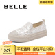 百麗（Belle）亮片帆布鞋女商場同款厚底增高休閑鞋B3R1DBM4 淺金色 37 (235mm)