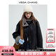 VEGA CHANG皮衣外套女2025秋冬新款翻領(lǐng)機(jī)車風(fēng)單排扣撞色皮毛一體 機(jī)車黑 M